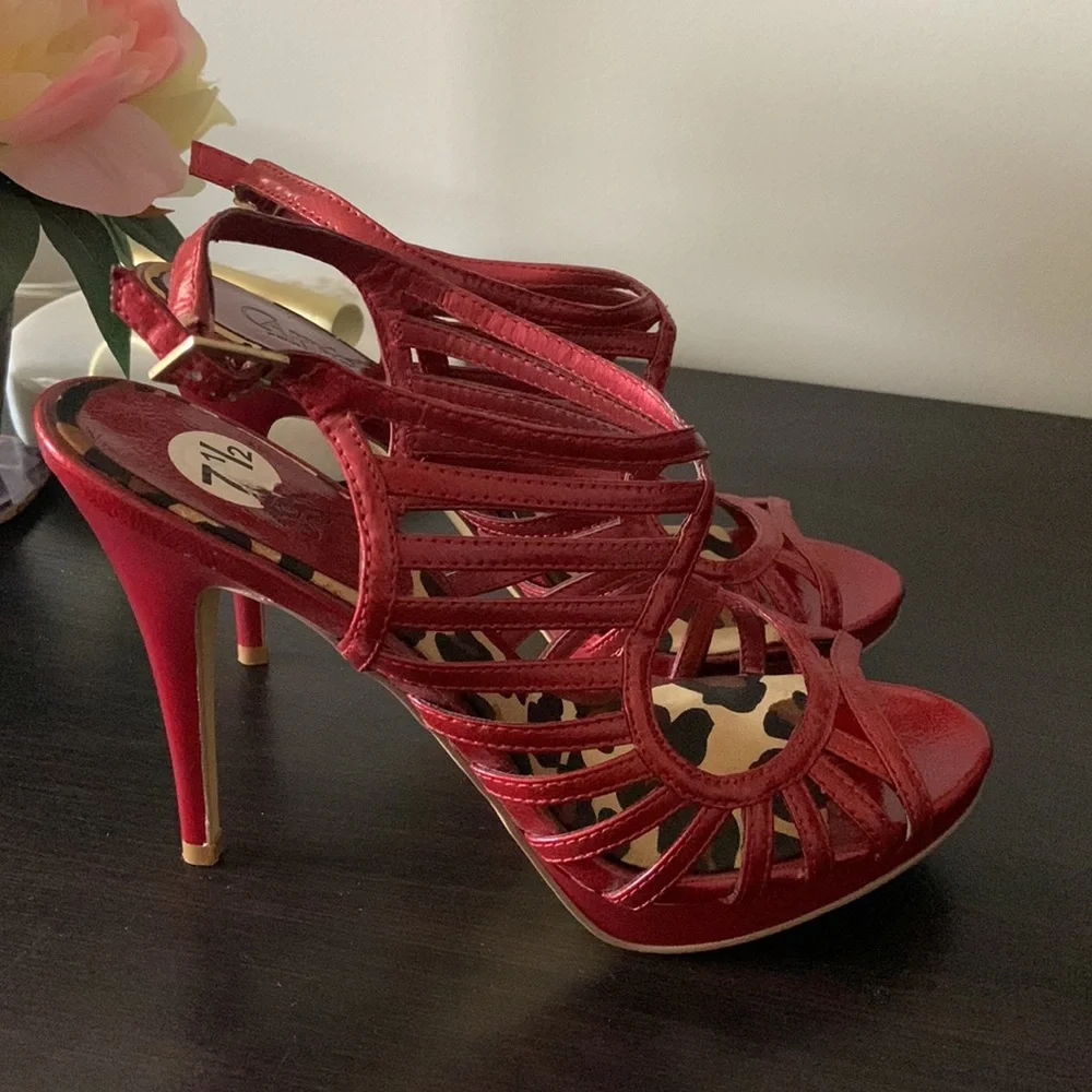 Carlos Red Strappy Heels - Picture 5 of 9